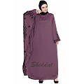 Embroidered abaya with Butterfly sleeves- Plum color